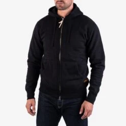 14oz Ultra Heavyweight Loopwheel Cotton Zip Up Hoodie - Black