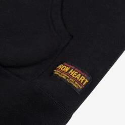 14oz Ultra Heavyweight Loopwheel Cotton Zip Up Hoodie - Black -Denim Clothing-Iron Heart International ihsw 10 blk 6