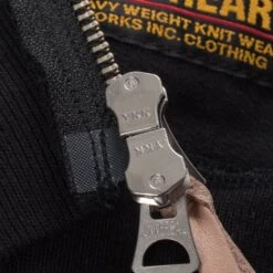 14oz Ultra Heavyweight Loopwheel Cotton Zip Up Sweater - Black -Denim Clothing-Iron Heart International ihsw 11 blk 11