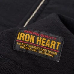 14oz Ultra Heavyweight Loopwheel Cotton Zip Up Sweater - Black -Denim Clothing-Iron Heart International ihsw 11 blk 8