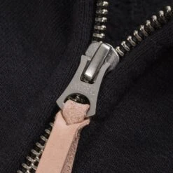 14oz Ultra Heavyweight Loopwheel Cotton Zip Up Sweater - Black -Denim Clothing-Iron Heart International ihsw 11 blk 9