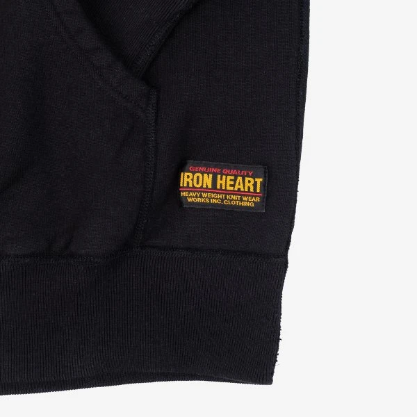 14oz Ultra Heavyweight Loopwheel Cotton Hoodie - Black 9 14oz Ultra Heavyweight Loopwheel Cotton Hoodie - Black - Image 7