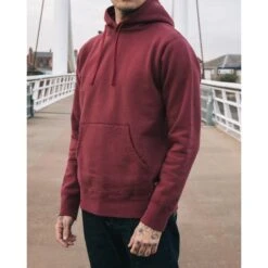 14oz Ultra Heavyweight Loopwheel Cotton Hoodie - Burgundy 12 14oz Ultra Heavyweight Loopwheel Cotton Hoodie - Burgundy -Denim Clothing-Iron Heart International ihsw 49 bur 2
