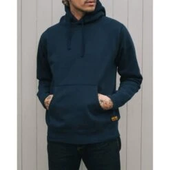 14oz Ultra Heavyweight Loopwheel Cotton Hoodie - Navy -Denim Clothing-Iron Heart International ihsw 49 nav 2