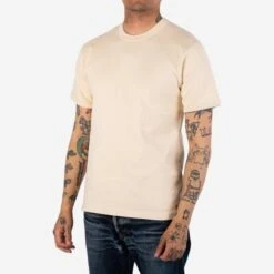 11oz Cotton Knit Crew Neck T-Shirt - Cream