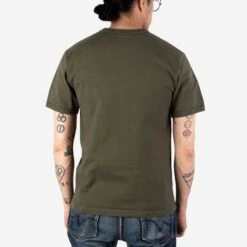 11oz Cotton Knit Crew Neck T-Shirt - Olive -Denim Clothing-Iron Heart International iht 1600 olv 1