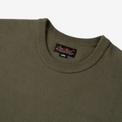 11oz Cotton Knit Crew Neck T-Shirt - Olive -Denim Clothing-Iron Heart International iht 1600 olv 4