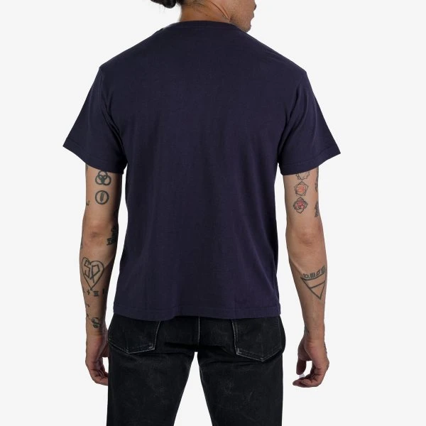 6.5oz Loopwheel Crew Neck T-Shirt - Navy 4 6.5oz Loopwheel Crew Neck T-Shirt - Navy - Image 2