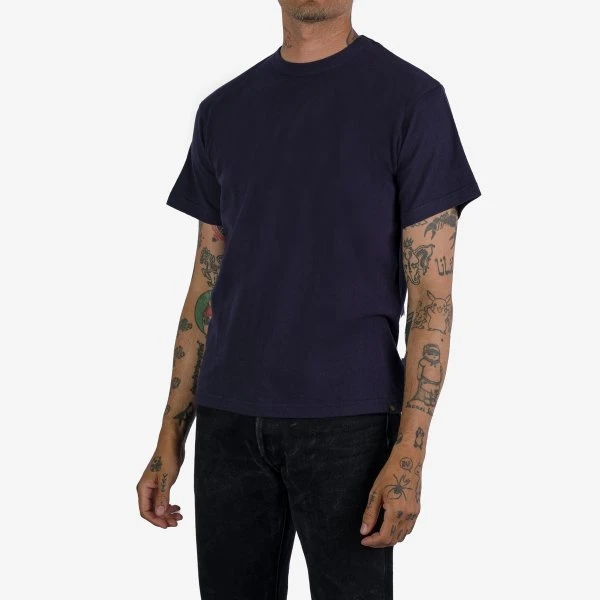 6.5oz Loopwheel Crew Neck T-Shirt - Navy 3 6.5oz Loopwheel Crew Neck T-Shirt - Navy