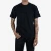 6.5oz Loopwheel Crew Neck T-Shirt With Longer Body - Black -Denim Clothing-Iron Heart International iht 1610l blk