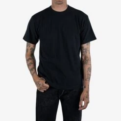 6.5oz Loopwheel Crew Neck T-Shirt With Longer Body - Black