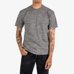 6.5oz Loopwheel Crew Neck T-Shirt With Longer Body - Grey