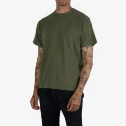 6.5oz Loopwheel Crew Neck T-Shirt With Longer Body - Olive