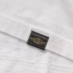 6.5oz Loopwheel Crew Neck T-Shirt With Longer Body - White 12 6.5oz Loopwheel Crew Neck T-Shirt With Longer Body - White -Denim Clothing-Iron Heart International iht 1610l wht 4