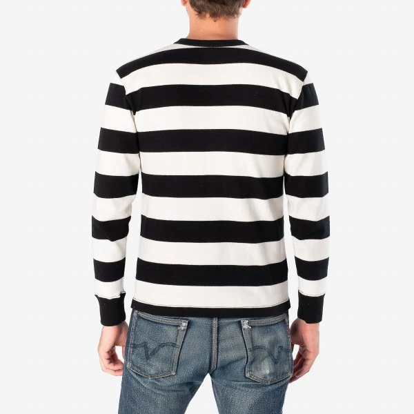 11oz Cotton Knit Long-Sleeved Sweater - Black/White 4 11oz Cotton Knit Long-Sleeved Sweater - Black/White - Image 2