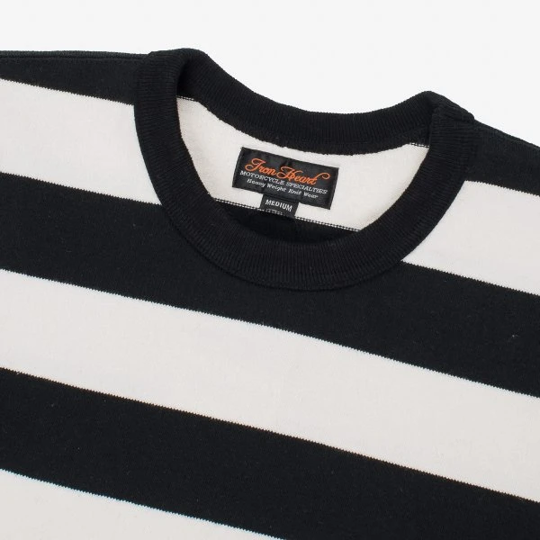 11oz Cotton Knit Long-Sleeved Sweater - Black/White 5 11oz Cotton Knit Long-Sleeved Sweater - Black/White - Image 3