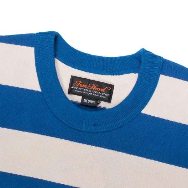 11oz Knitted Cotton Long-Sleeved Sweater - Blue/White 6 11oz Knitted Cotton Long-Sleeved Sweater - Blue/White - Image 4