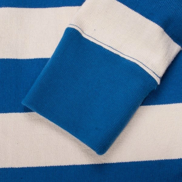 11oz Knitted Cotton Long-Sleeved Sweater - Blue/White 8 11oz Knitted Cotton Long-Sleeved Sweater - Blue/White - Image 6