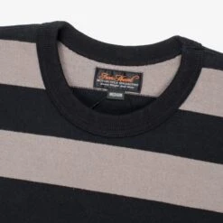 11oz Cotton Knit Long-Sleeved Sweater - Grey/Black -Denim Clothing-Iron Heart International ihtb 01 gry blk 2