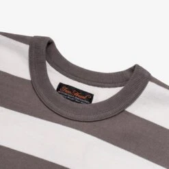 11oz Cotton Knit Long-Sleeved Sweater - Grey/White -Denim Clothing-Iron Heart International ihtb 01 gry wht 3