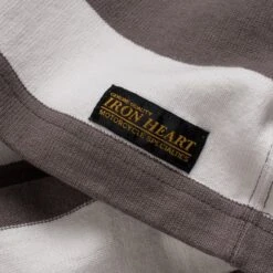 11oz Cotton Knit Long-Sleeved Sweater - Grey/White -Denim Clothing-Iron Heart International ihtb 01 gry wht 5