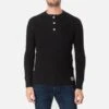 Waffle Knit Long Sleeved Thermal Henley - Black 1 Waffle Knit Long Sleeved Thermal Henley - Black -Denim Clothing-Iron Heart International ihtl 1213 blk