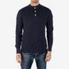 Waffle Knit Long Sleeved Thermal Henley - Navy -Denim Clothing-Iron Heart International ihtl 1213 nav