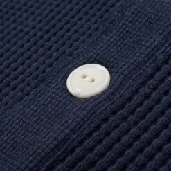 Waffle Knit Long Sleeved Thermal Henley - Navy -Denim Clothing-Iron Heart International ihtl 1213 nav 5