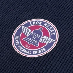 Waffle Knit Long Sleeved Thermal Henley - Navy -Denim Clothing-Iron Heart International ihtl 1213 nav 8