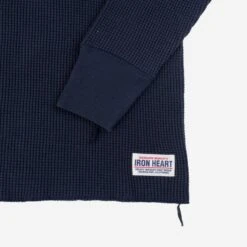 Waffle Knit Long Sleeved Thermal Henley - Navy -Denim Clothing-Iron Heart International ihtl 1213 nav 9
