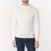 Waffle Knit Long Sleeved Thermal Henley - White -Denim Clothing-Iron Heart International ihtl 1213 wht