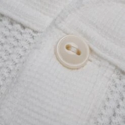 Waffle Knit Long Sleeved Thermal Henley - White -Denim Clothing-Iron Heart International ihtl 1213 wht 3