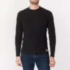 Waffle Knit Long Sleeved Crew Neck Thermal Top - Black -Denim Clothing-Iron Heart International ihtl 1301 blk
