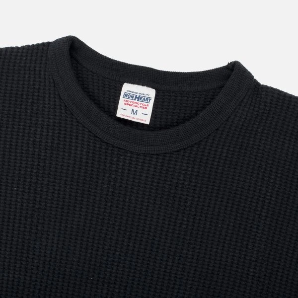 Waffle Knit Long Sleeved Crew Neck Thermal Top - Black 5 Waffle Knit Long Sleeved Crew Neck Thermal Top - Black - Image 3