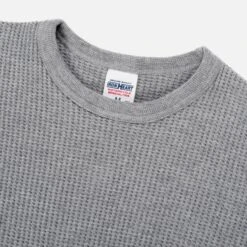 Waffle Knit Long Sleeved Crew Neck Thermal Top - Grey -Denim Clothing-Iron Heart International ihtl 1301 gry 3