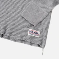 Waffle Knit Long Sleeved Crew Neck Thermal Top - Grey -Denim Clothing-Iron Heart International ihtl 1301 gry 4