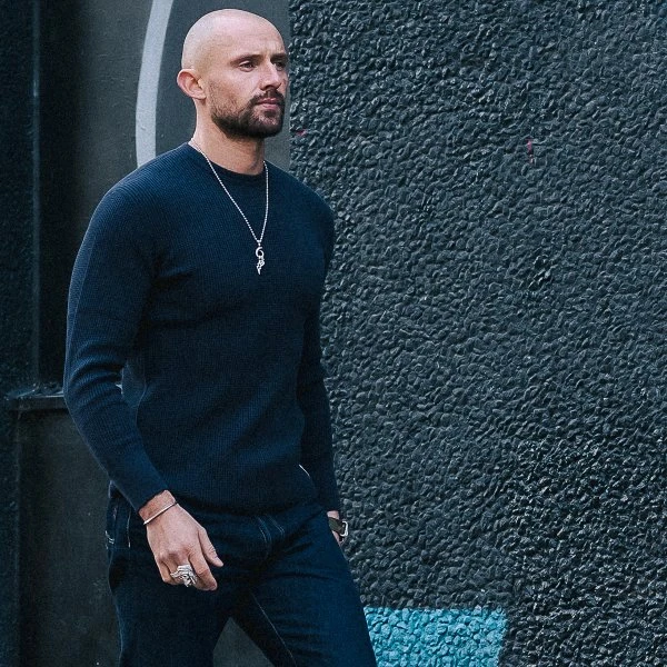 Waffle Knit Long Sleeved Crew Neck Thermal Top - Navy 5 Waffle Knit Long Sleeved Crew Neck Thermal Top - Navy - Image 3