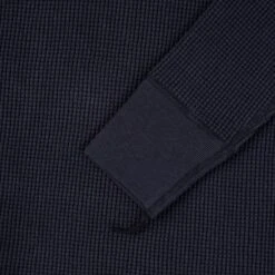Waffle Knit Long Sleeved Crew Neck Thermal Top - Navy 12 Waffle Knit Long Sleeved Crew Neck Thermal Top - Navy -Denim Clothing-Iron Heart International ihtl 1301 nav 4