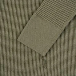 Waffle Knit Long Sleeved Crew Neck Thermal Top - Olive 12 Waffle Knit Long Sleeved Crew Neck Thermal Top - Olive -Denim Clothing-Iron Heart International ihtl 1301 olv 4