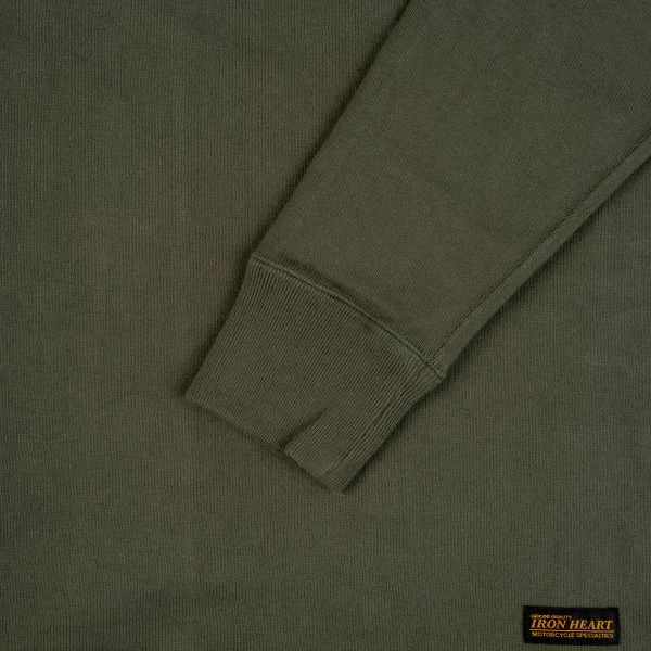 11oz Cotton Knit Long Sleeved Crew Neck Sweater - Olive 9 11oz Cotton Knit Long Sleeved Crew Neck Sweater - Olive - Image 7