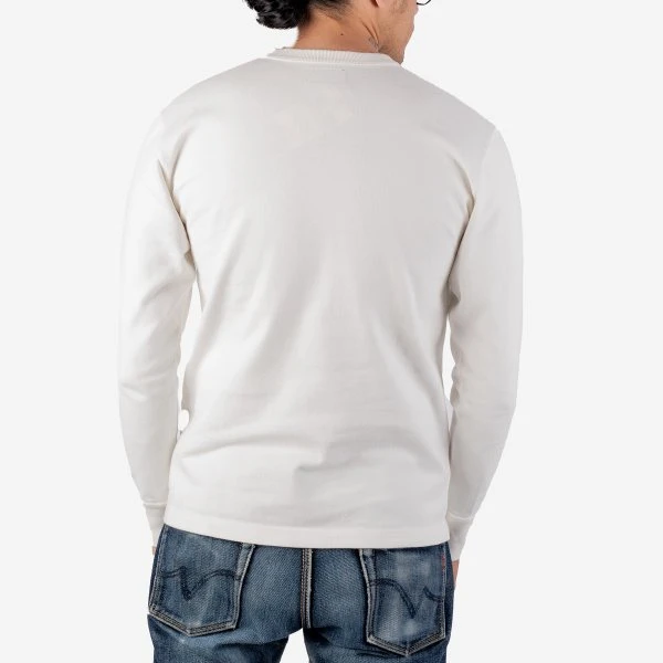 11oz Cotton Knit Long Sleeved Crew Neck Sweater - White 4 11oz Cotton Knit Long Sleeved Crew Neck Sweater - White - Image 2