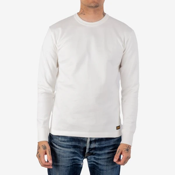 11oz Cotton Knit Long Sleeved Crew Neck Sweater - White 3 11oz Cotton Knit Long Sleeved Crew Neck Sweater - White