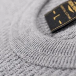 Cotton Knit Crew Neck Long Sleeved Thermal Sweater - Grey 13 Cotton Knit Crew Neck Long Sleeved Thermal Sweater - Grey -Denim Clothing-Iron Heart International ihtl 1700 gry 3