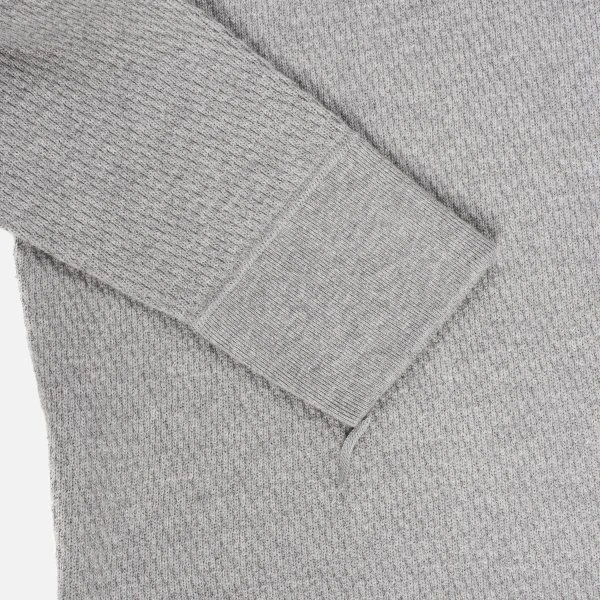 Cotton Knit Crew Neck Long Sleeved Thermal Sweater - Grey 7 Cotton Knit Crew Neck Long Sleeved Thermal Sweater - Grey - Image 5