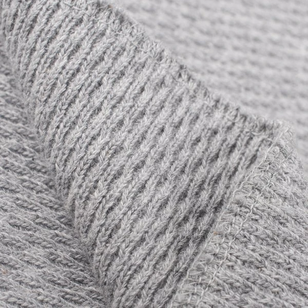 Cotton Knit Crew Neck Long Sleeved Thermal Sweater - Grey 9 Cotton Knit Crew Neck Long Sleeved Thermal Sweater - Grey - Image 7