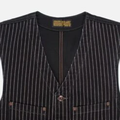 12oz Wabash/Duck Work Vest - Black/Black -Denim Clothing-Iron Heart International ihv 02 blk 3