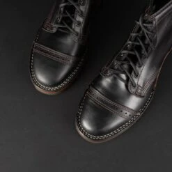 Iron Heart Int'l X Wesco® - 7" Tie Domain Toe Cap Boot - Black -Denim Clothing-Iron Heart International ihwe alex blk 4