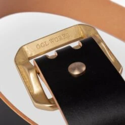 OGL Double Prong Garrison Buckle Leather Belt - Hand-Dyed Black 15 OGL Double Prong Garrison Buckle Leather Belt - Hand-Dyed Black -Denim Clothing-Iron Heart International ogl belt dpgar blk 6