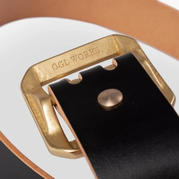 OGL Double Prong Garrison Buckle Leather Belt - Hand-Dyed Black 9 OGL Double Prong Garrison Buckle Leather Belt - Hand-Dyed Black - Image 7