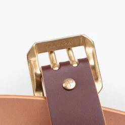 OGL Double Prong Garrison Buckle Leather Belt - Hand-Dyed Brown -Denim Clothing-Iron Heart International ogl belt dpgar brn 5